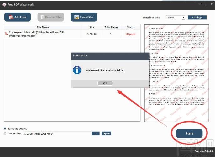 Free PDF Watermark下载,pdf添加水印工具,pdf添加水印